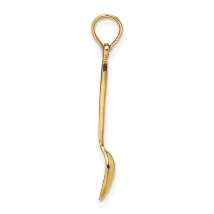 14k Yellow Gold 3-D  Black Enamel Table Spoon Charm Pendant for Women