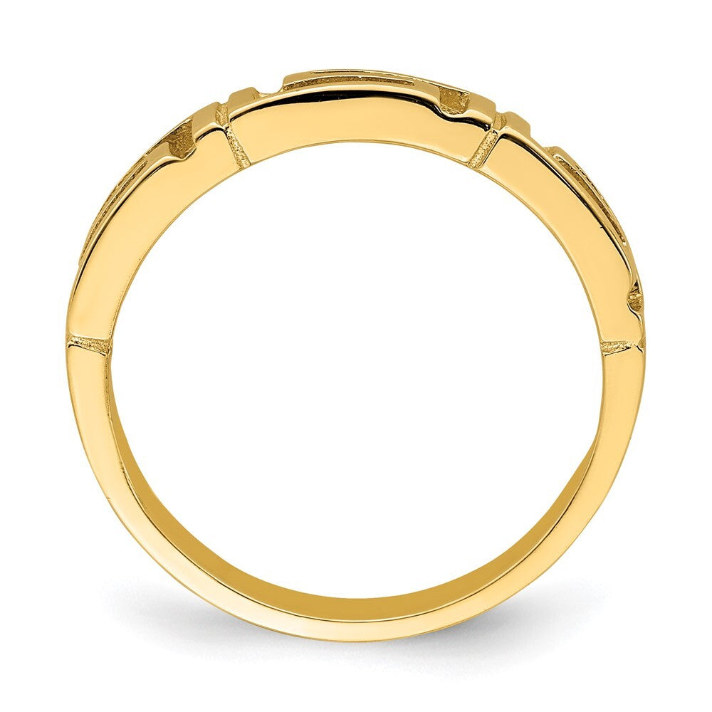 14K Yellow Gold Cut-Out Greek Key Band Size 7