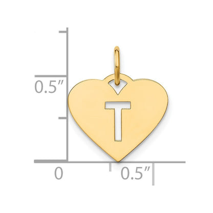 14k Yellow Gold Initial Letter T Initial Charm Pendant