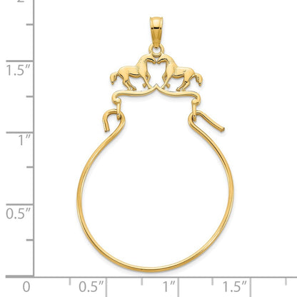 14k Yellow Gold Horse Charm Pendant Holder Pendant for Women