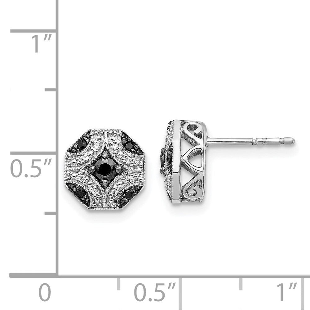 14k White Gold Fancy White and Black Diamond Stud Earrings