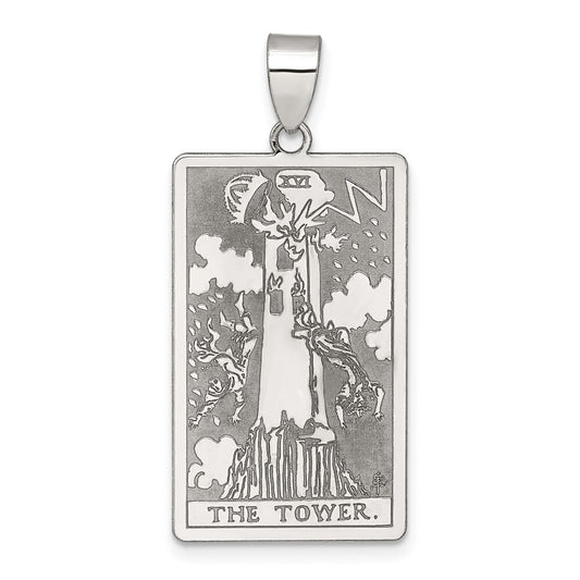 Sterling Silver The Tower Tarot Card Pendant