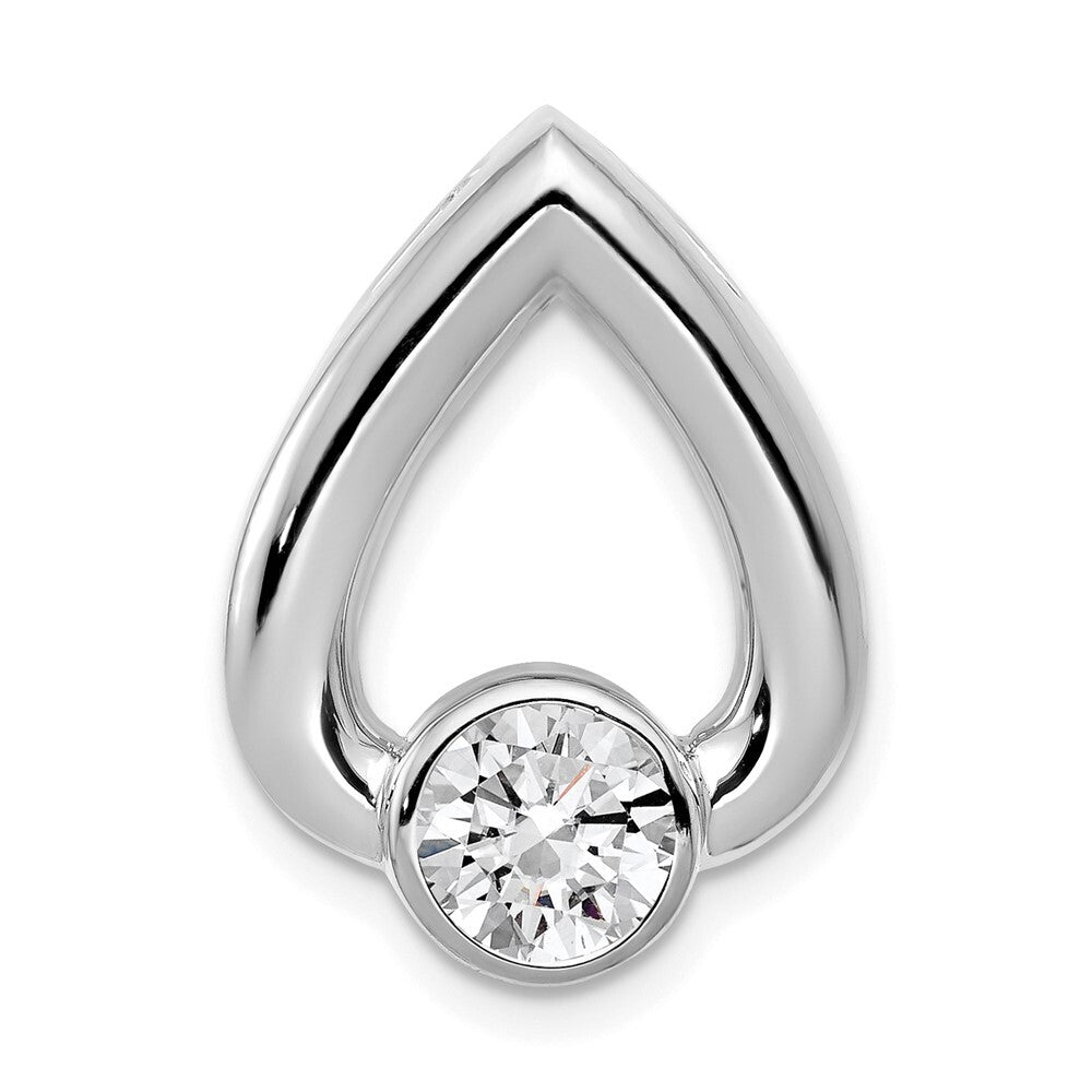 14k White Gold Teardrop 5.8mm Diamond Chain Slide Pendant Mtg for Women
