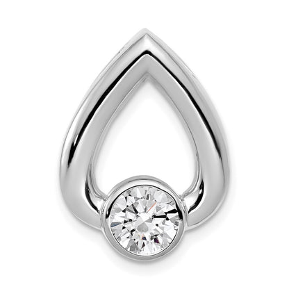 14k White Gold Teardrop 5.8mm Diamond Chain Slide Pendant Mtg for Women