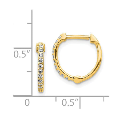 14k Yellow Gold Diamond Hinged Hoop Earrings