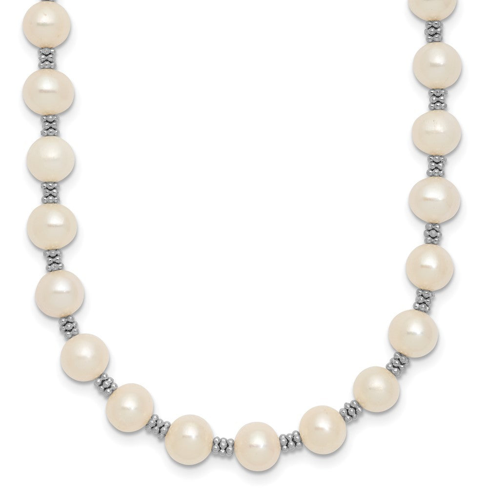 Sterling Silver 6-7mm White Round Cultured Pearl Necklace 16+2"