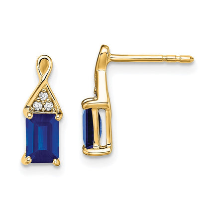14k Yellow Gold Sapphire and Diamond Earrings
