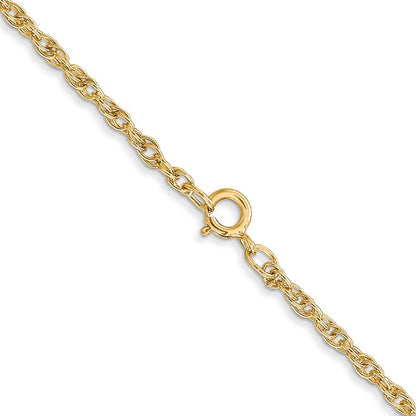14k Yellow Gold 16 inch Carded 1.55mm Cable Rope Chain Necklace