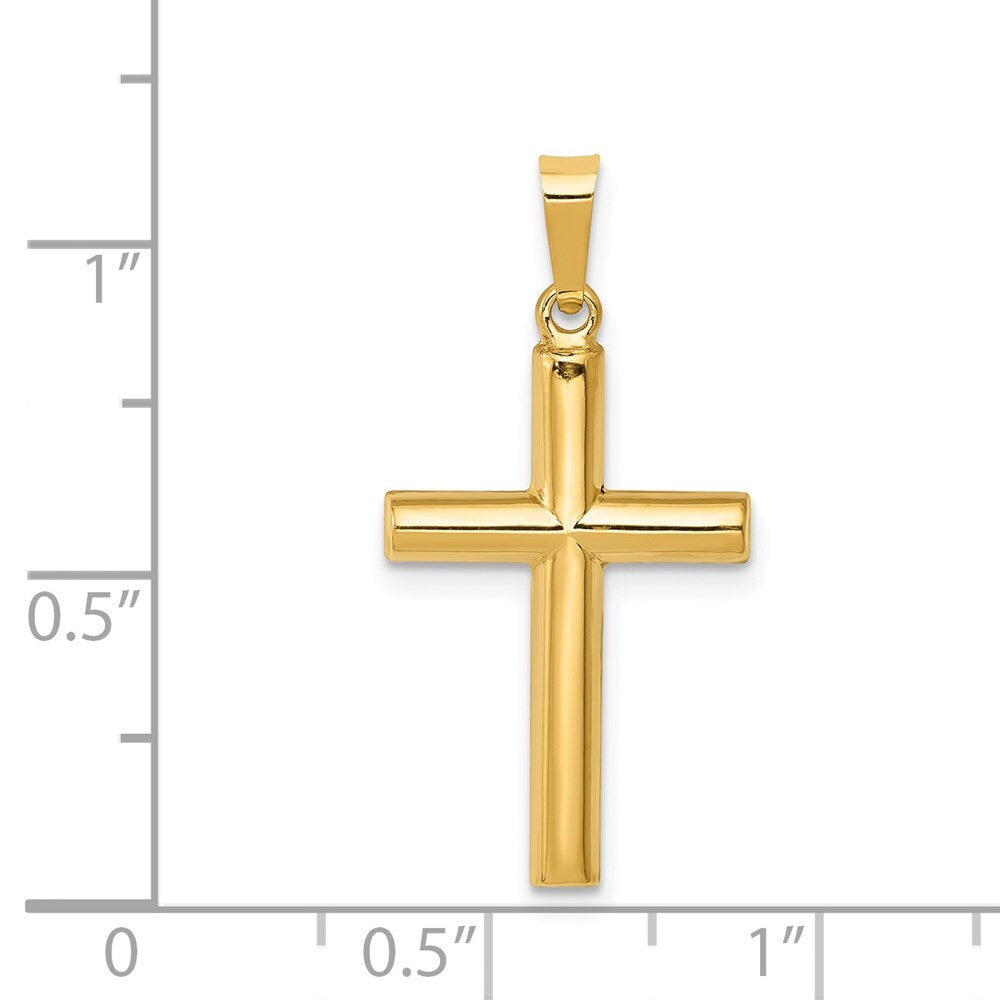 14k Yellow Gold Hollow Cross Pendant for Women