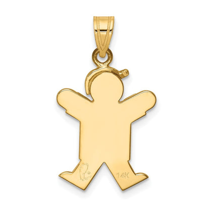 14k Yellow Gold Solid Engravable Boy w Hat on Right Charm