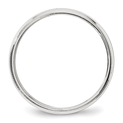 14k White Gold 4mm Milgrain Half Round Wedding Band Size 7