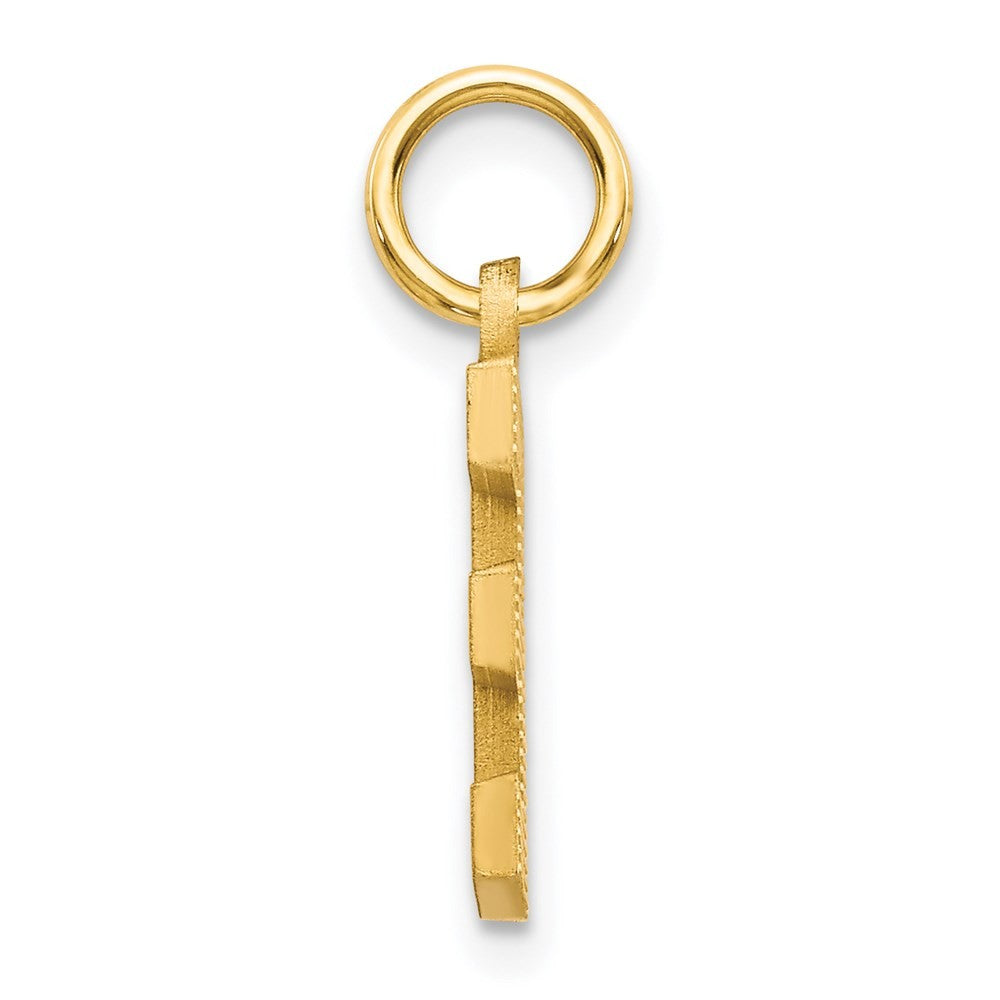 14k Yellow Gold Satin Diamond-cut Letter E Initial Charm Pendant