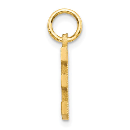 14k Yellow Gold Satin Diamond-cut Letter E Initial Charm Pendant