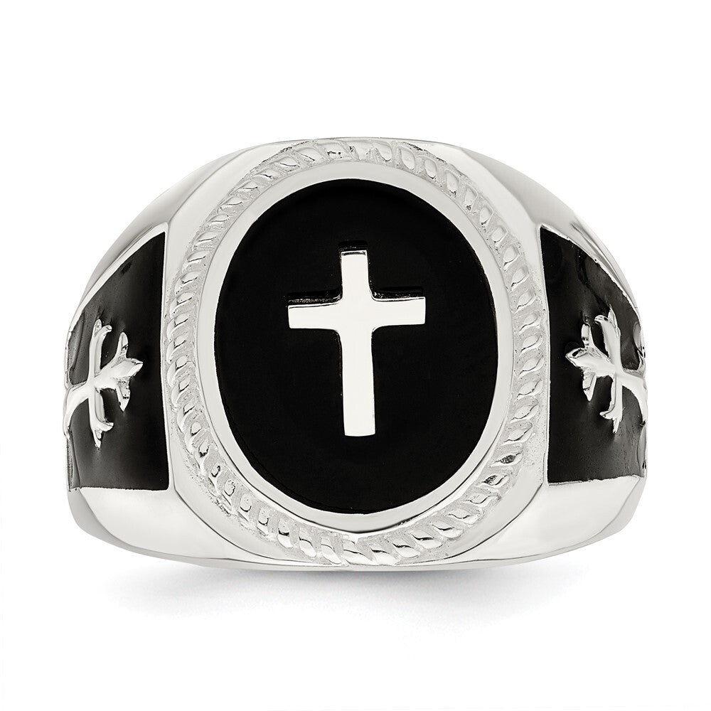 Sterling Silver Black Agate Ring Size 11