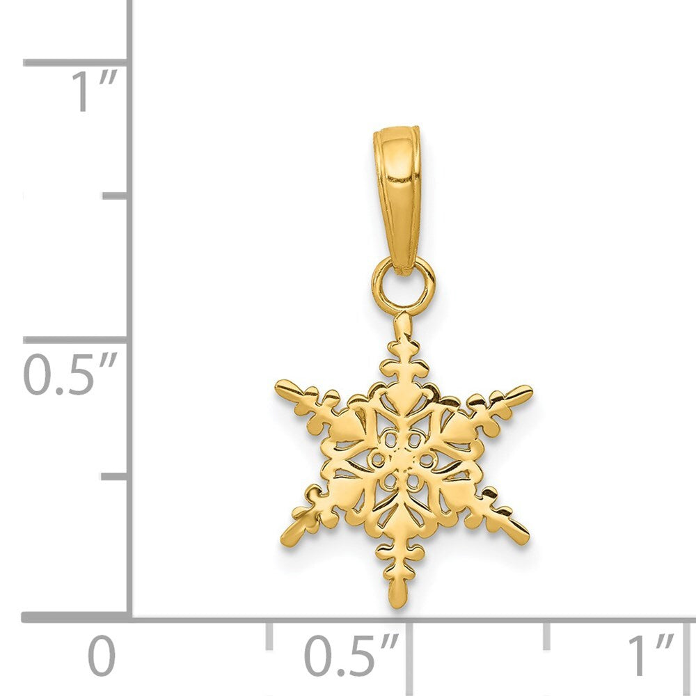 14k Yellow Gold Small Snowflake Pendant for Women