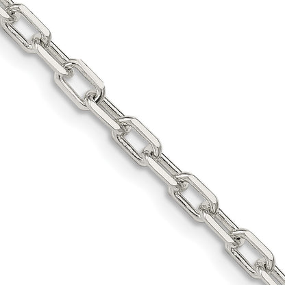 Sterling Silver 3.75mm Diamond-cut Long Link Cable Chain Necklace