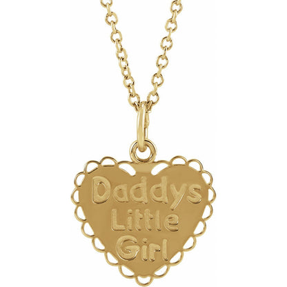 14k Yellow Gold "Daddy's Little Girl" 15" Necklace Fine Jewelry for Women