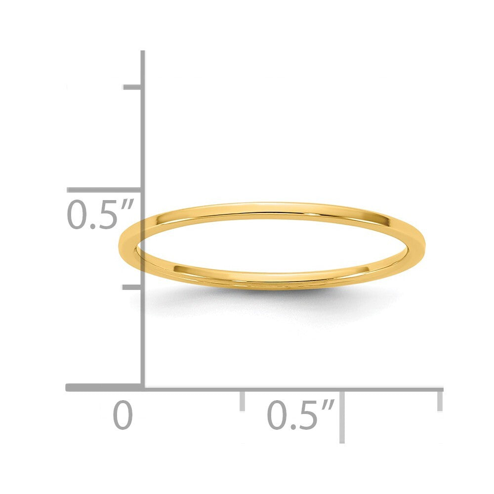 14K Yellow Gold 1mm LTW Flat Band Size 8
