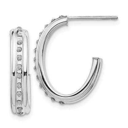 14k White Gold Diamond Fascination J Hoop Earrings Gift for Women