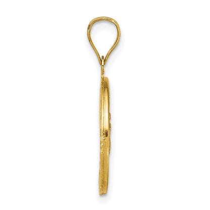 14k Rose and White-plated Polished Cubic Zirconia Baguettes Mary Round Pendant