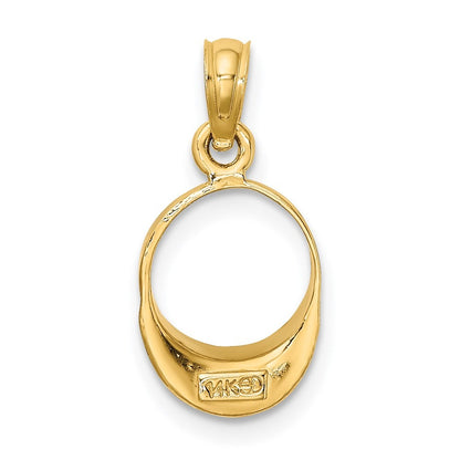 14k Yellow Gold Aqua Enameled Beach Sun Visor Charm