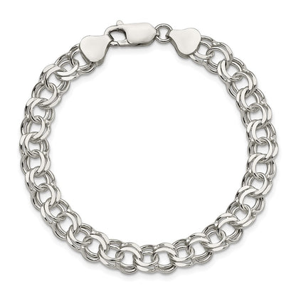 Sterling Silver 7.6mm Double Link Charm Bracelet