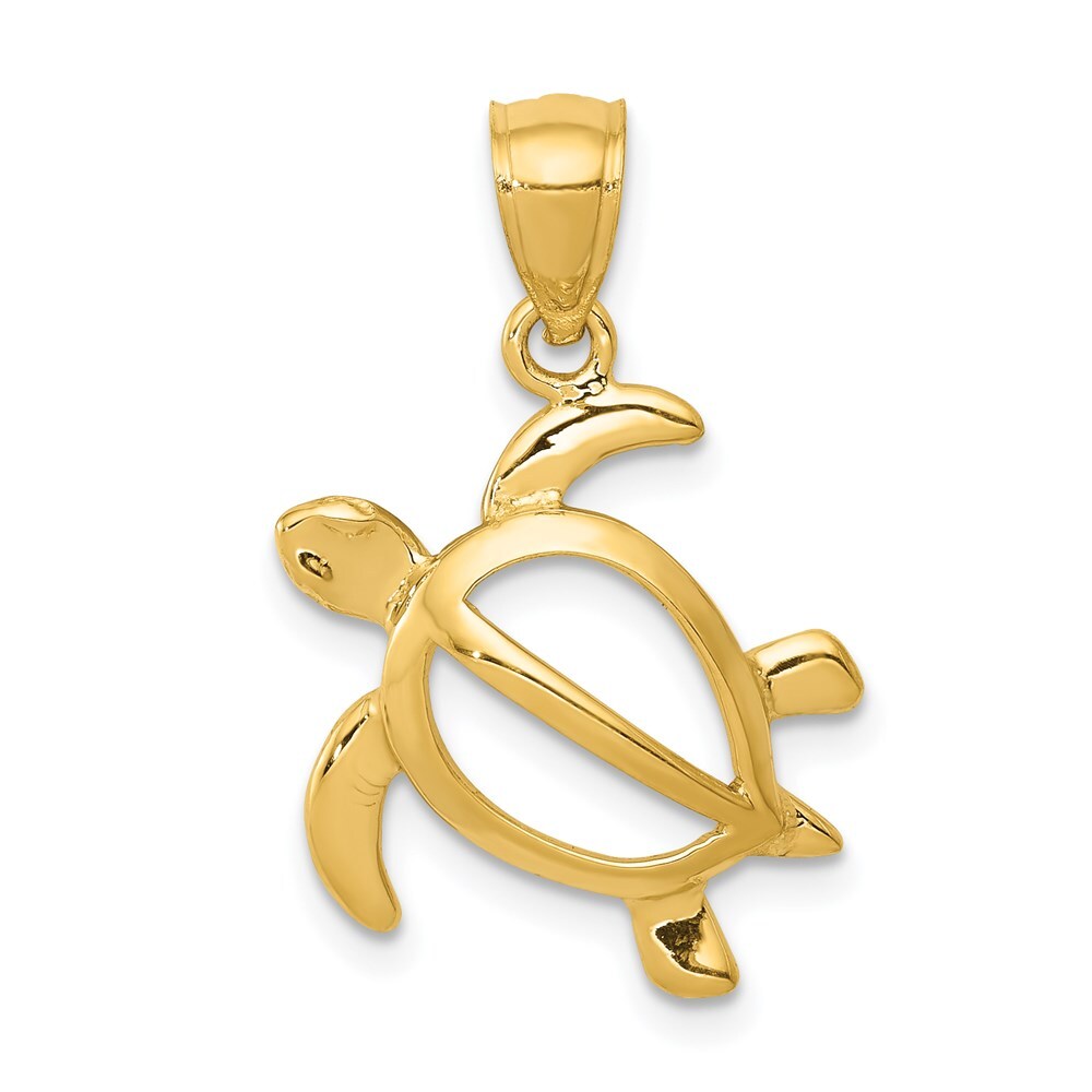 14k Yellow Gold Open Turtle Pendant for Women