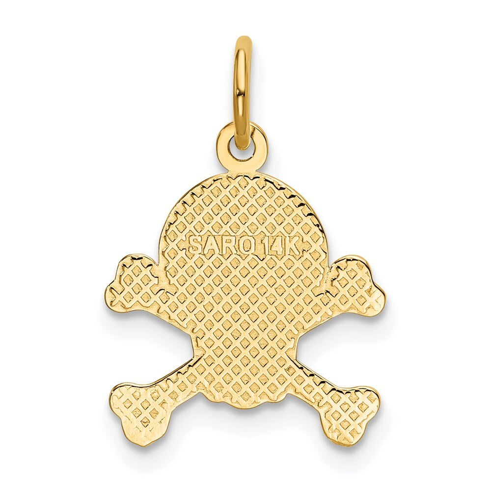 14k Yellow Gold Skull and Bones Charm Pendant for Women