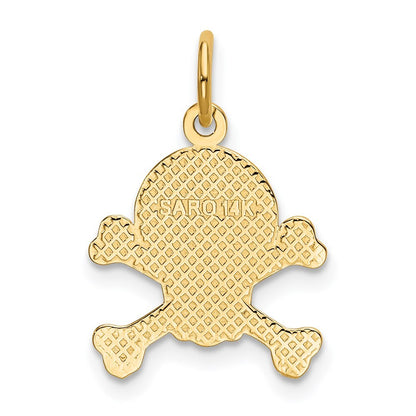 14k Yellow Gold Skull and Bones Charm Pendant for Women