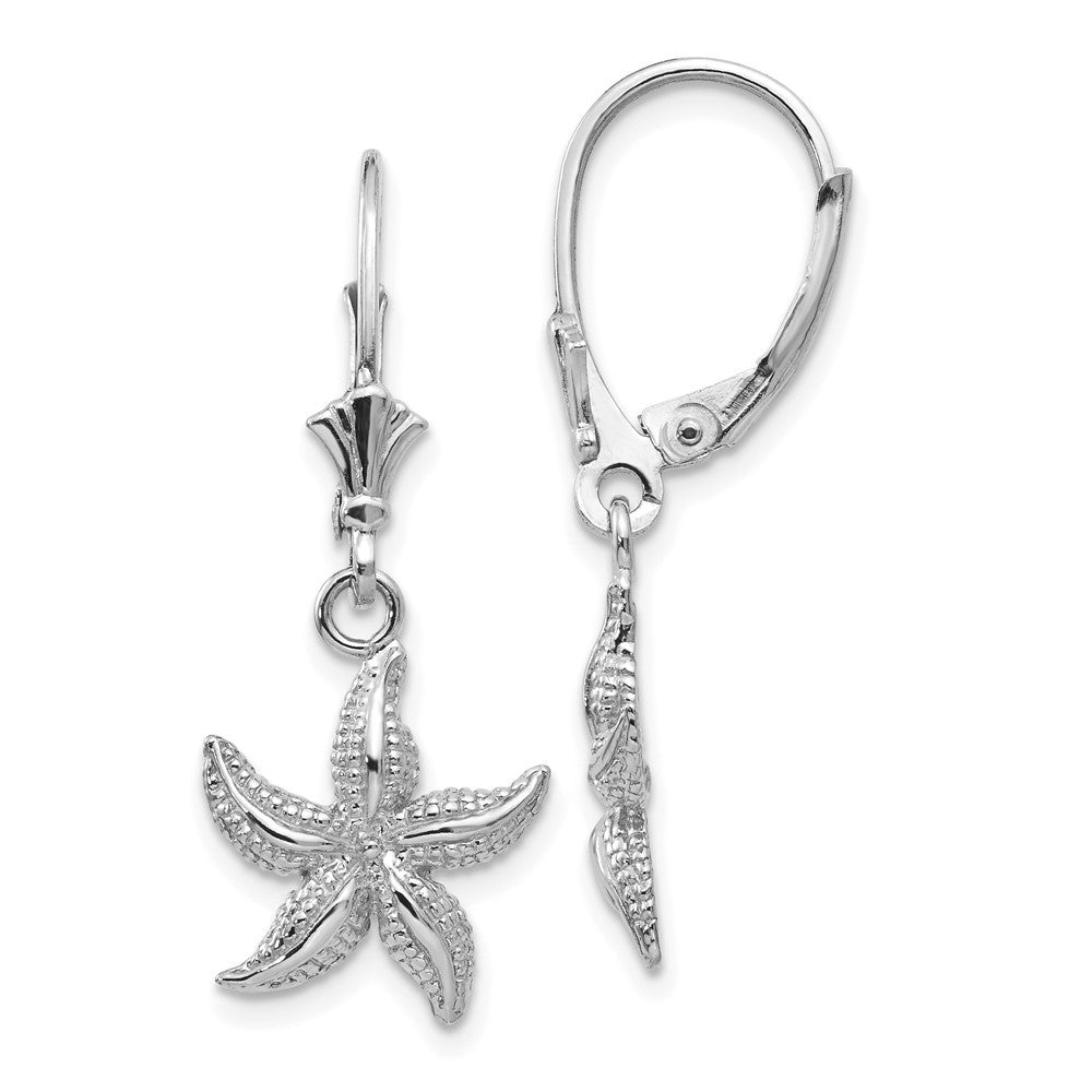 14K White Gold Starfish Drop Dangle Earrings