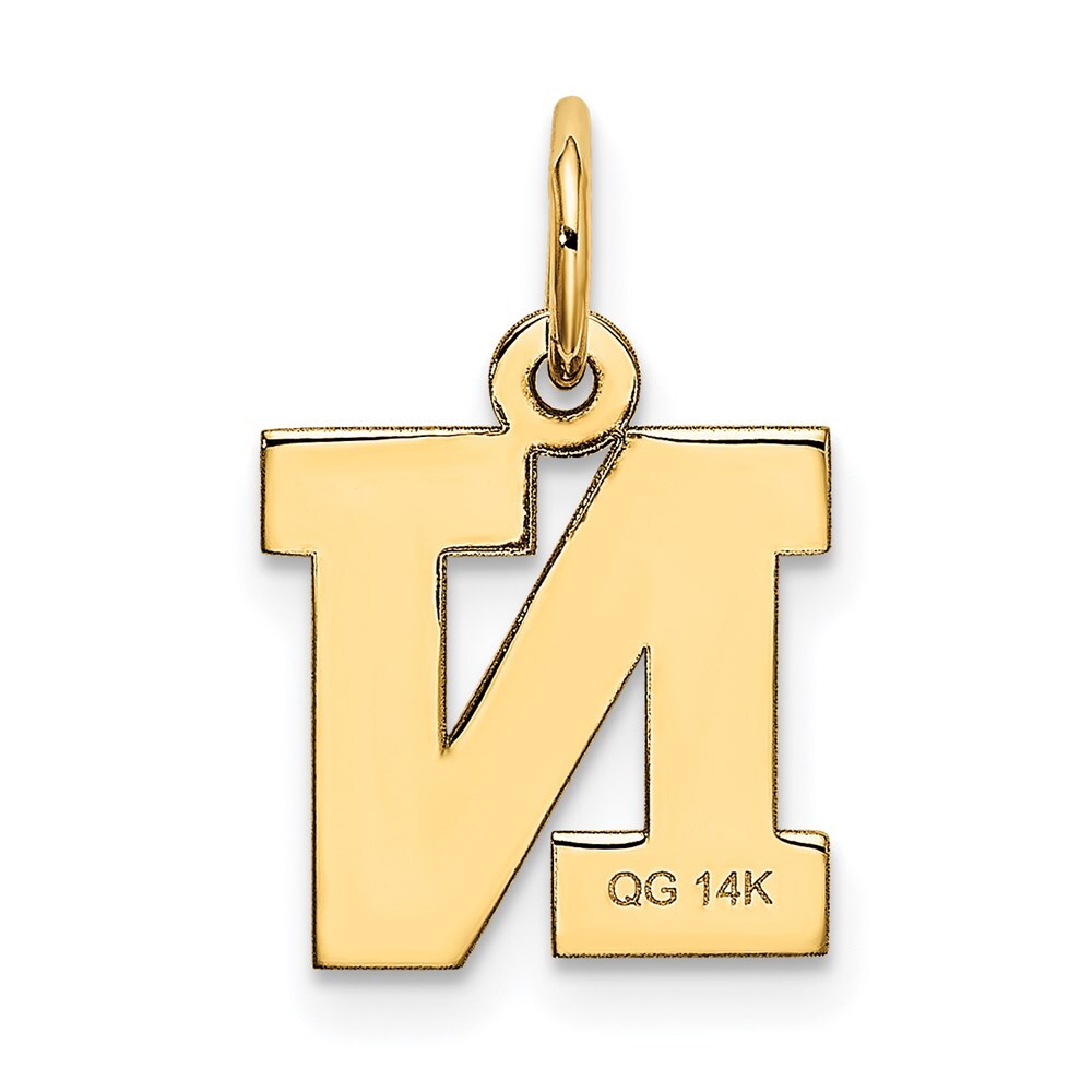 14k Yellow Gold Small Block Letter N Initial Charm Pendant for Women