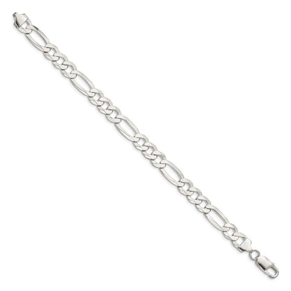 Sterling Silver 8.5mm Lightweight Flat Figaro Chain Bracelet