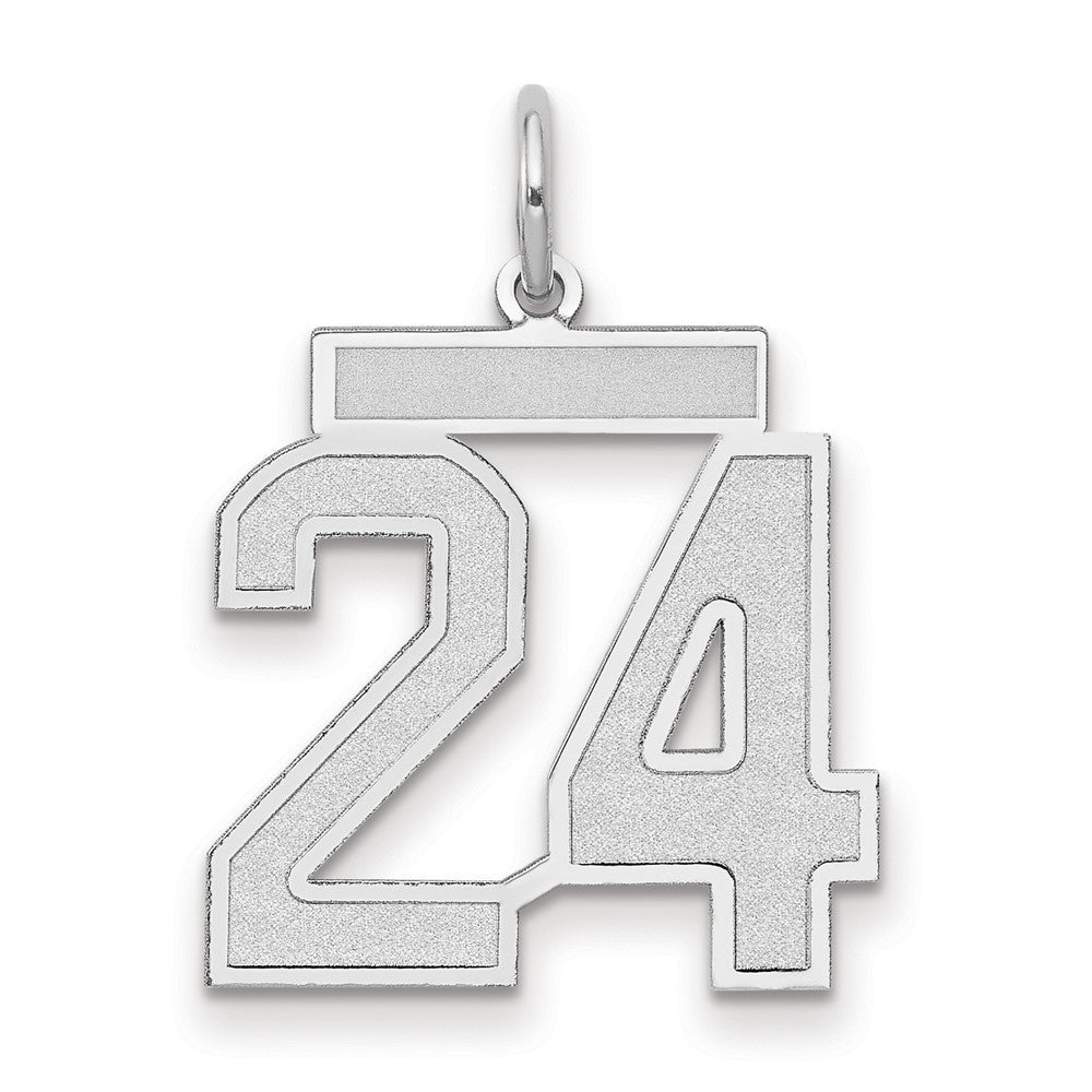 14K White Medium Satin Number 24 Charm