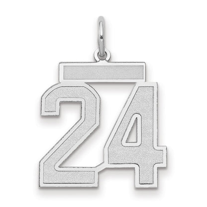 14K White Medium Satin Number 24 Charm