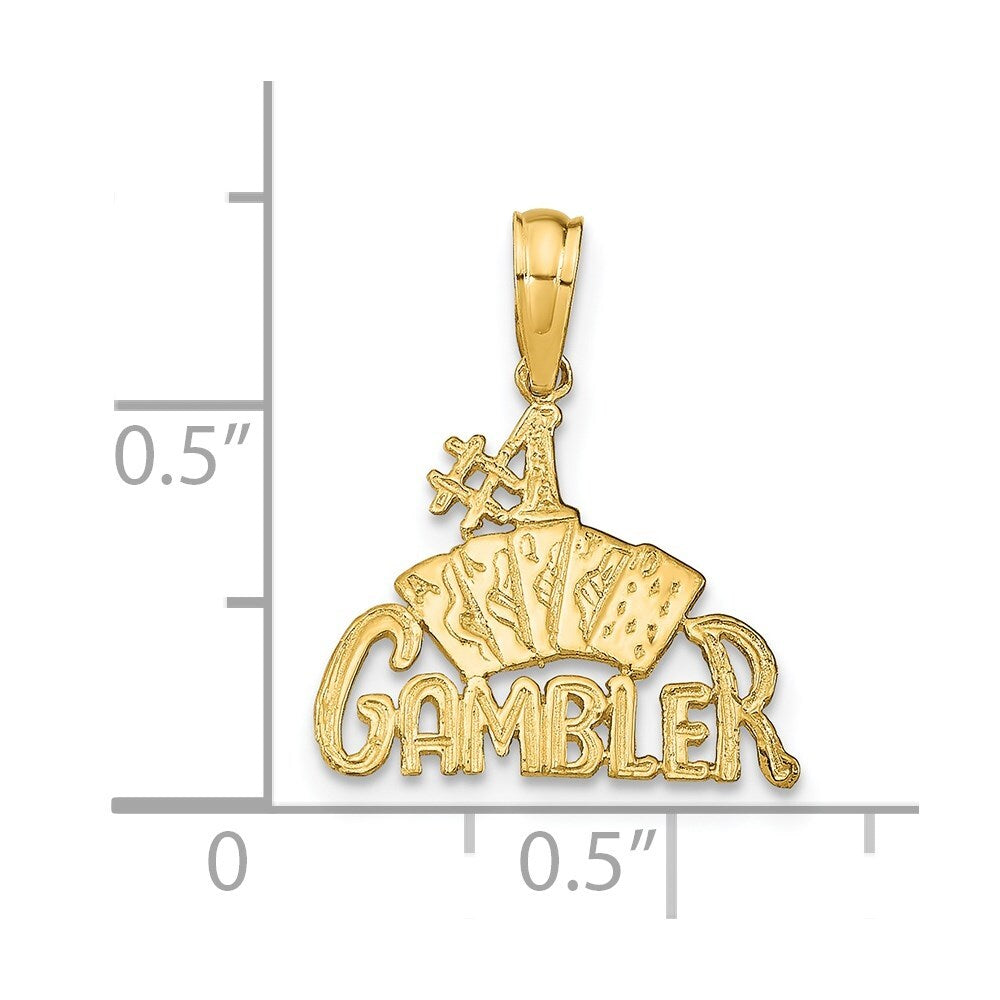 14k Yellow Gold GAMBLER Cards Pendant for Women