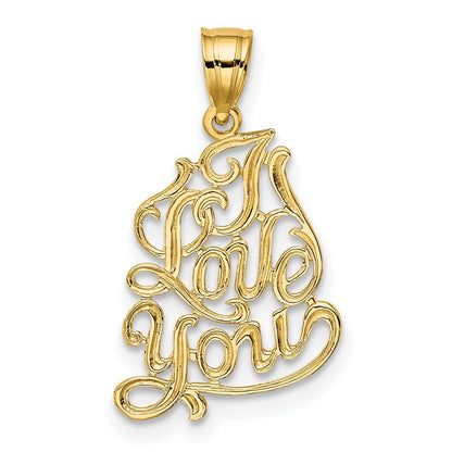 14k Yellow Gold I LOVE YOU Script Charm Pendant for Women