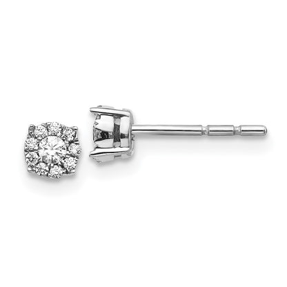 14k White Gold Diamond Cluster Earrings