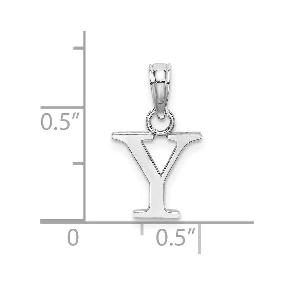 14k White Gold Polished Block Letter Y Initial Pendant for Women