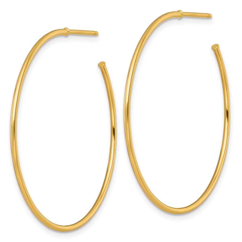 14k Yellow Gold Polished 1.2 x 40mm Solid C-Hoop Earrings