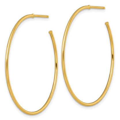 14k Yellow Gold Polished 1.2 x 40mm Solid C-Hoop Earrings