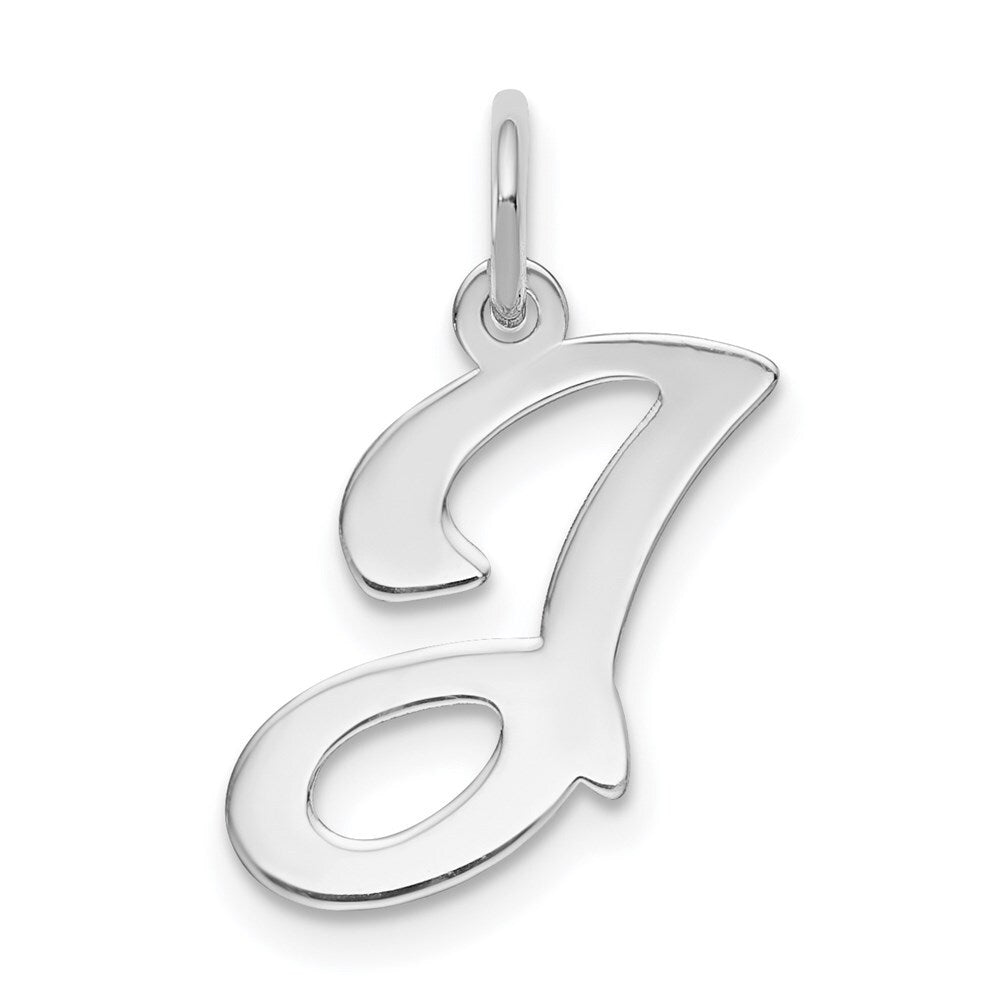14k White Gold Script Letter J Initial Charm Pendant for Women