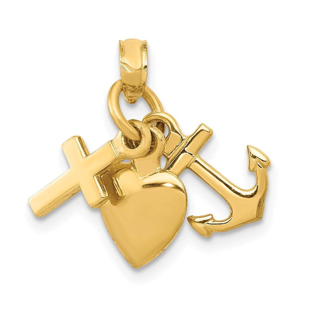 14k Yellow Gold 3D Faith, Hope and Charity Charm