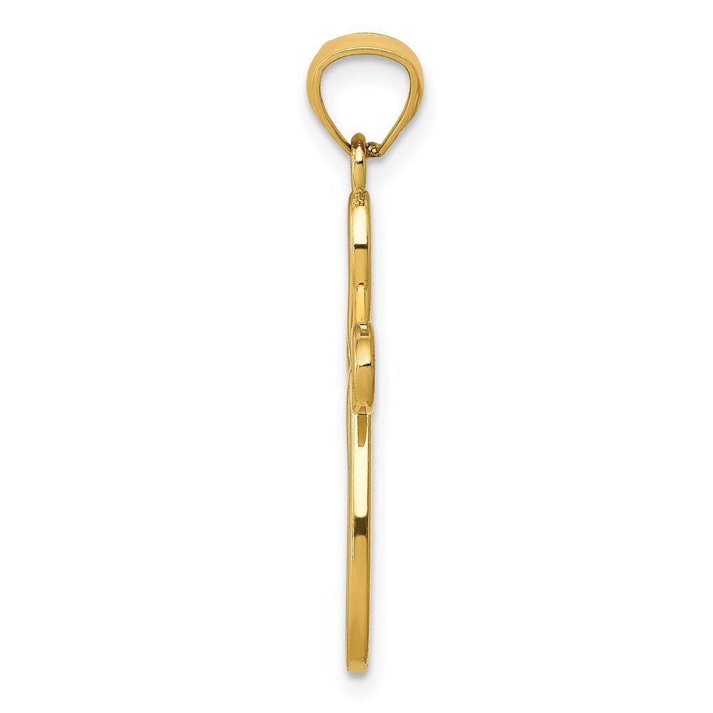 14k Yellow Gold Ribbon Cross Pendant for Women