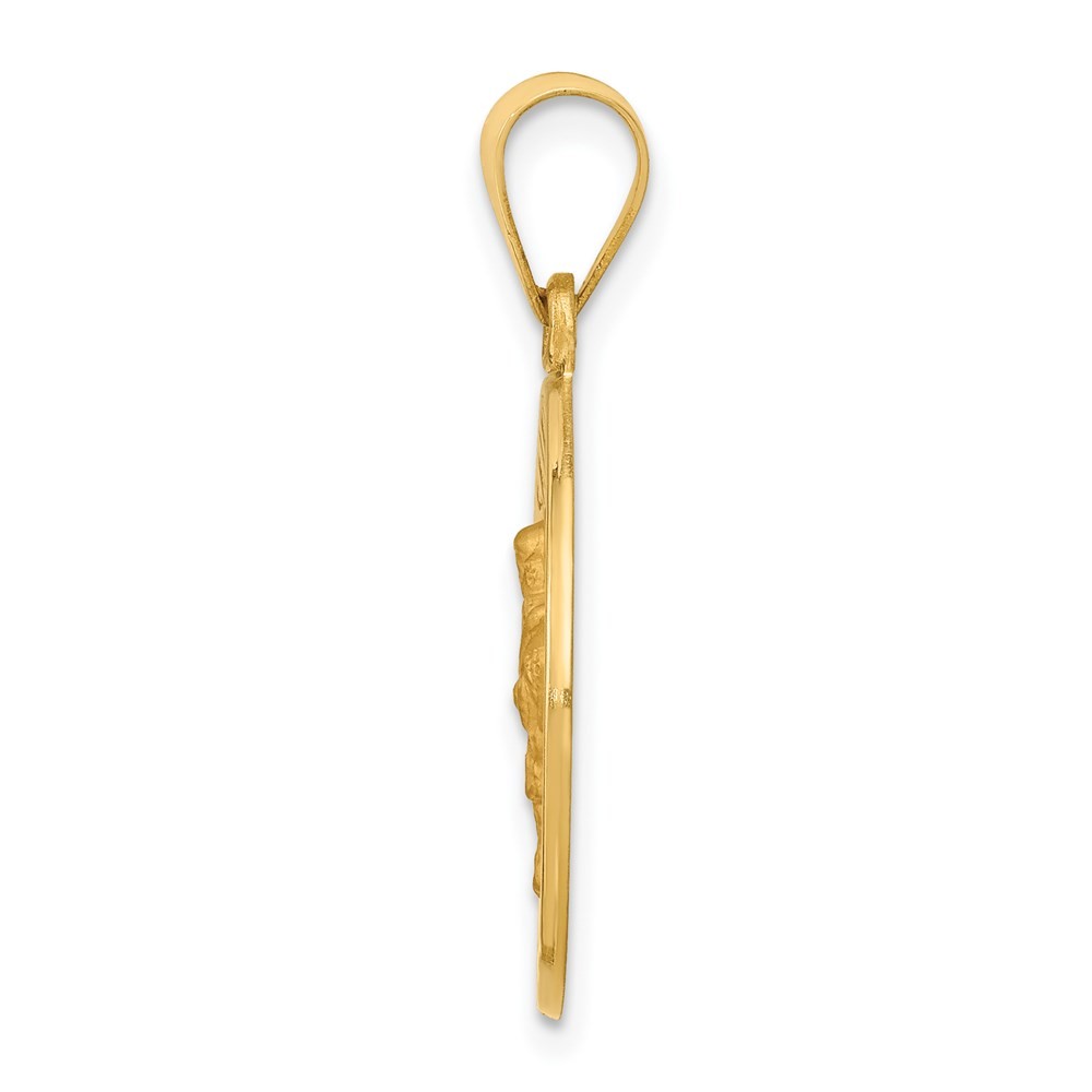 14k Yellow Gold Polished and Satin St Edward Medal Hollow Pendant