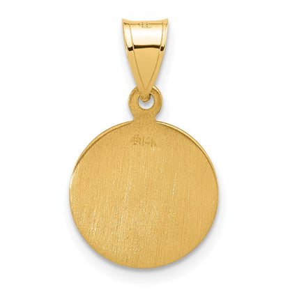 14k Yellow Gold Polished and Satin St. Anthony Medal Pendant for Women