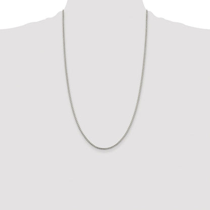 Sterling Silver Rhodium-plated 2mm Round Box Chain