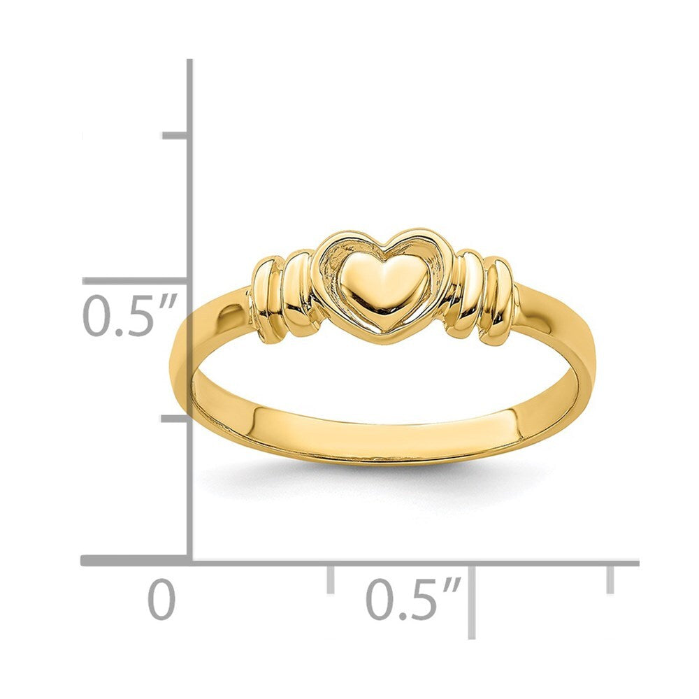 14K Yellow Gold Polished Heart Ring Size 7