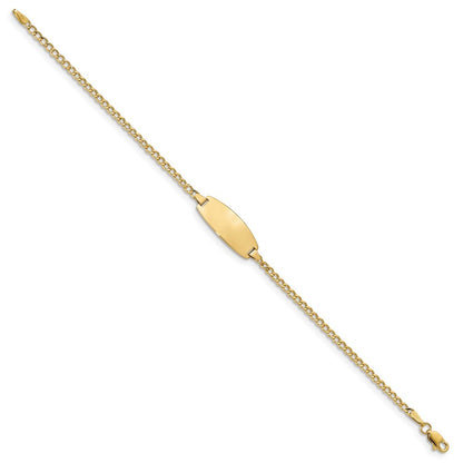 14k Yellow Gold Semi-Solid Chain Curb Link Oval 18.5x8.5mm Plate 6" ID Bracelet
