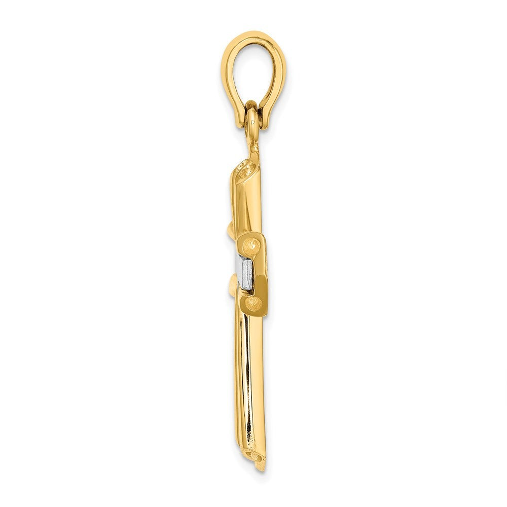 14K Two-Tone Gold Polished Cross Charm