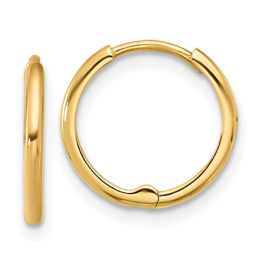 14k Yellow Gold Polished 1.45x14mm Hinged Huggie Hoop Earrings Gift for Women